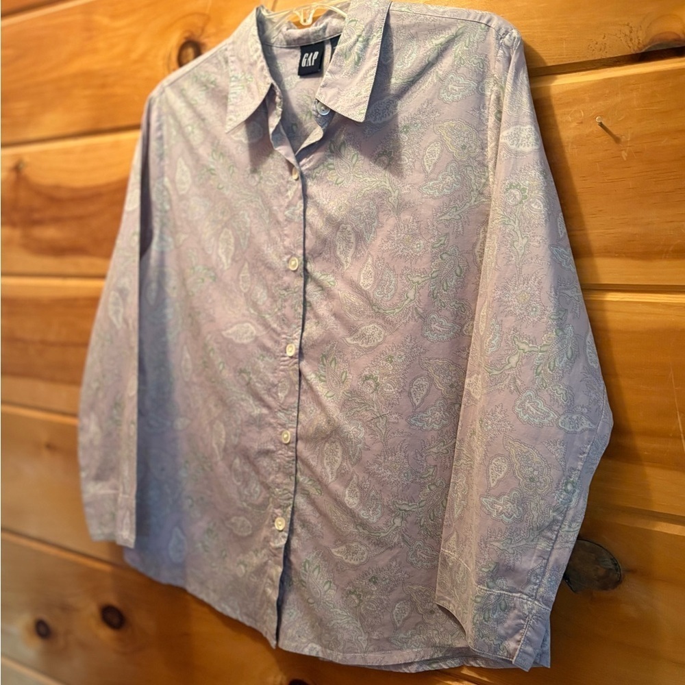 GAP Purple and Green Button Down Shirt